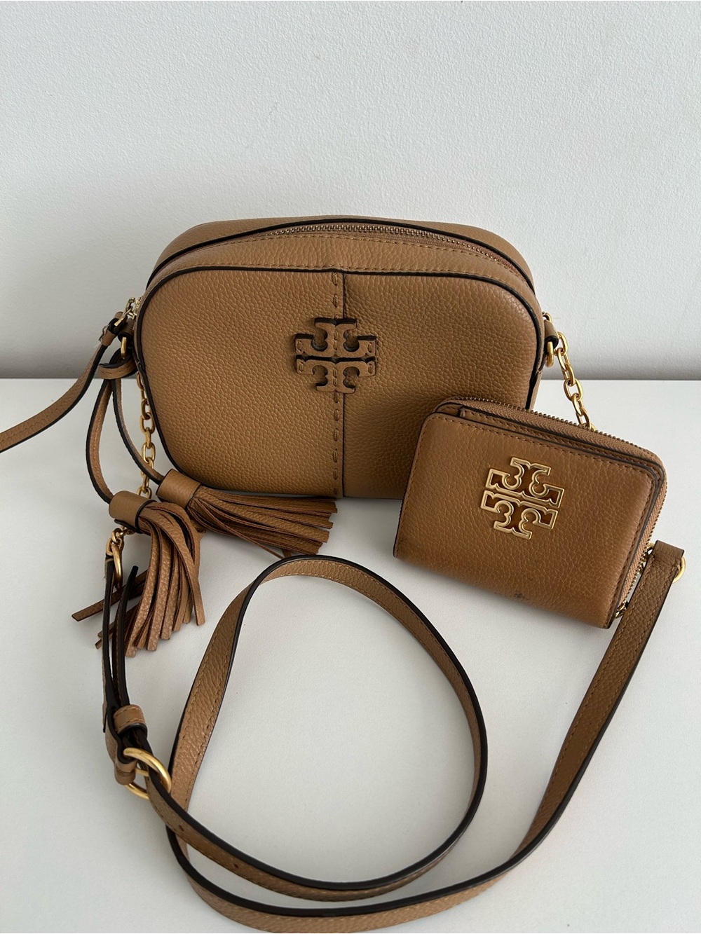 Tory Burch Brown Pebbled Leather Crossbody with Coin Pouch